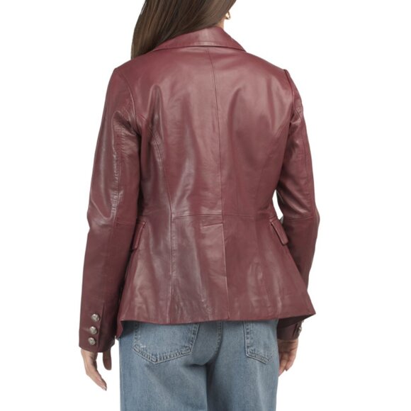 BOD & CHRISTENSEN Oxblood Genuine Leather Blazer - Picture 2 of 2